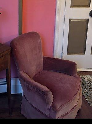 Pink velvet chair