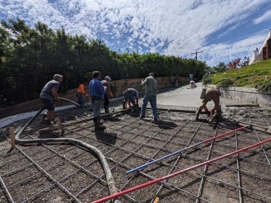 Day of concrete pour Encino.