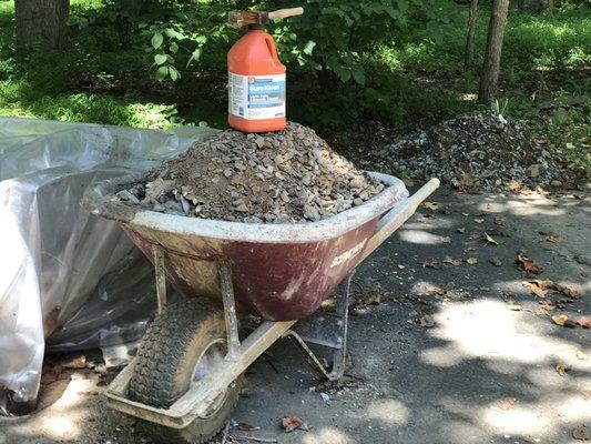 Debris left on job site.  Acid left for homeowner to clean 200+ sf of pavers.