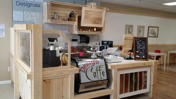 Enjoy coffee or a fresh fruit blast at this local coffee shop filled with handcrafted furniture by the owner.