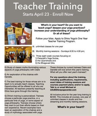 Teacher Training starts April 23. Apply now.