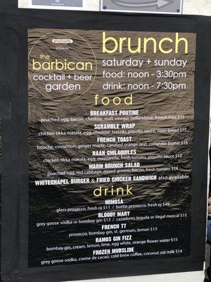 Brunch menu