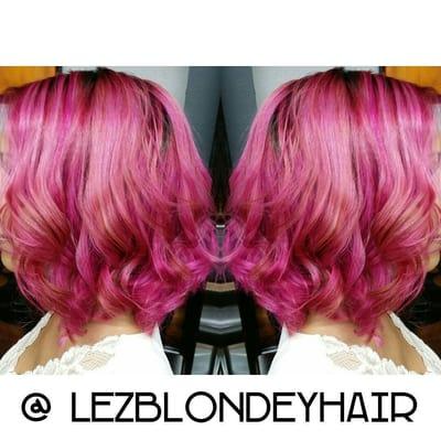 Pink vegan hair coloring.