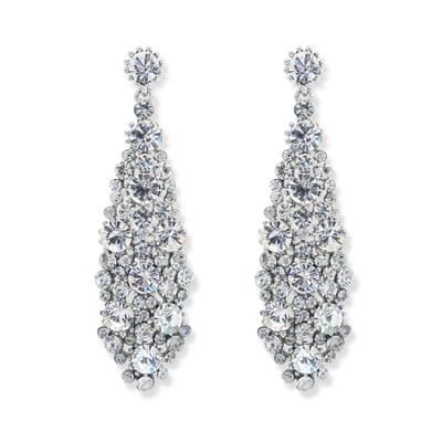 Glittering statement earring with prong-set crystals.