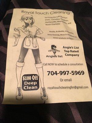 Flyer left in my mail box