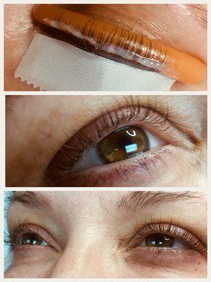 Lash lift in progress and outcome! Ditch that lash curler and schedule your lash experience.