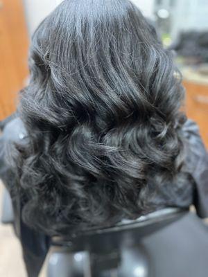 Silk Press W/Curls