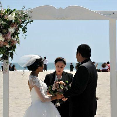 Rev. Poblano officiating in Coronado Beach