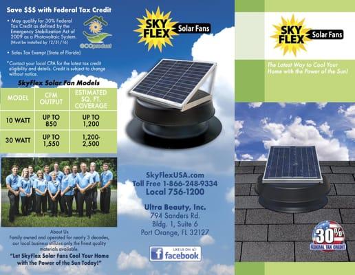 SkyFlex Solar Fan Brochure Page 1