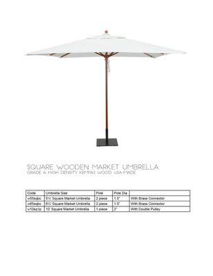 Square Wooden Market Umbrella