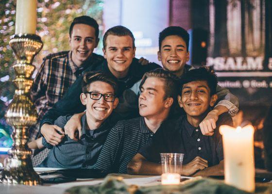 A few of our High School guys enjoying one of Special Wednesday evening services, where we had a Thanksgiving Dinner together.