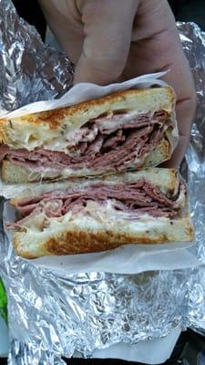 Imported corned beef and swiss cheese and DAMN is this thing good!