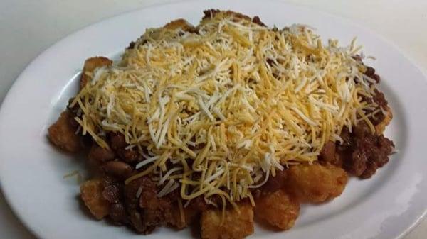 Chili Cheese tots! Homemade chili....so good! $6.95