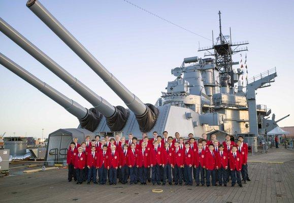 We Salute The Men And Women Of The United States Armed Forces - Boys Chorus members aboard the USS Iowa