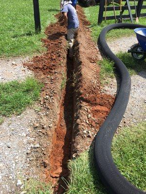 Installing Drainage pipe