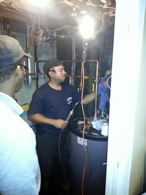 Installing hot water heater and boiler