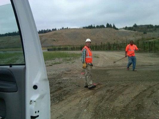 Preparation work at Chambers Bay for the 2015 US Open golf tournament.