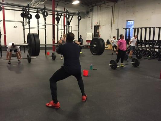 Room full of awesome folks working out.