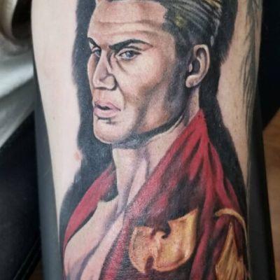 Ivan Drago with wu tang symbol. Church did this yesterday on me.