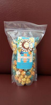 Poptropical flavored popcorn (blueberry, pineapple, orange coconut)