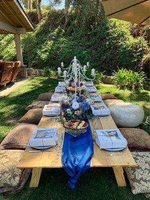 Picnic table with decor