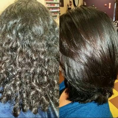 Goldwell color combined with a Keratin straightening treatment, beautiful results!