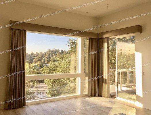 What a view! Beautiful Drapes with Customized Cornice in the same Fabrics