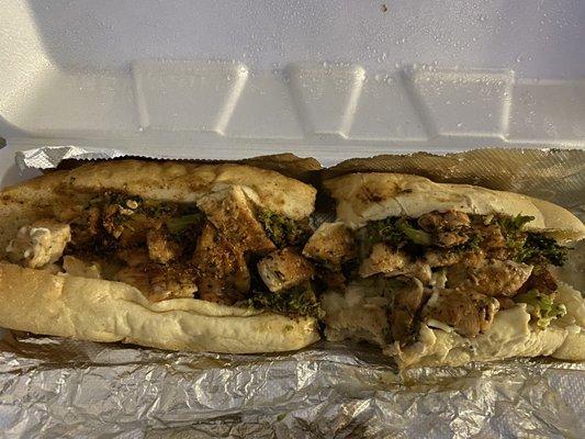 Chicken and broccoli cheese steak