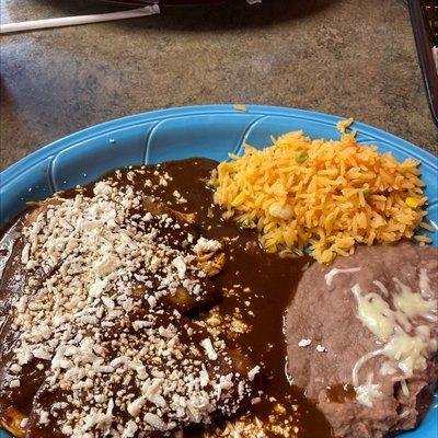 Chicken mole enchiladas, lunch special