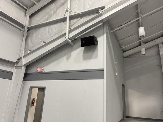 Installed speakers and projector in multiuse room.
 Inman Mills Baptist Church, Inman, SC.