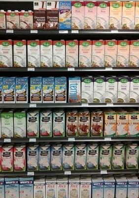 Part of our selection of soy and almond milk