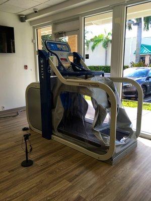 The AlterG, anti-gravity treadmill, is a state of the art piece of therapy equipment that enables patients with all types of lower body inj