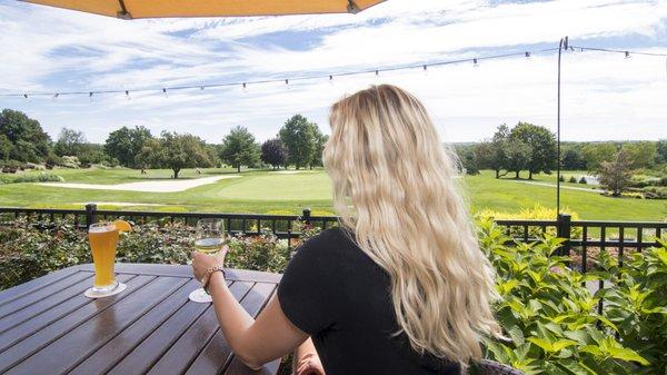 Views of our pristine 18th green from our public restaurant, Delicious Heights Outpost