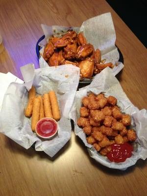 Tots, mozz sticks, wings