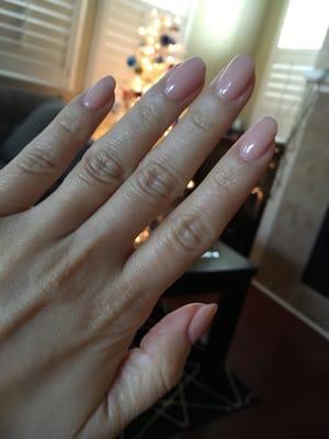 I went with a more feminine tip with nude gel polish for the holidays