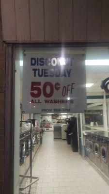 Wash N Go - Discount Tuesday 50¢ Off All Washers From 7AM-4PM