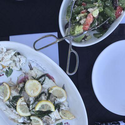 In-home private dinner! Chilean sea bass and Greek salad!