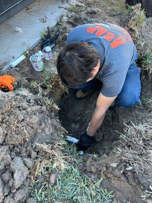 The ASAP Service Plumbing fixed the main drain line by digging the floor after inspection.