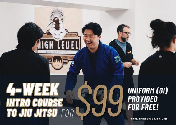 4-Week JiuJitsu Intro Course - Only $99, Uniform (Gi) Provided for FREE!