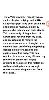 My ratings on Yelp are being sabotaged.