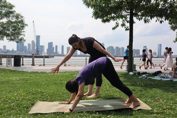 Private yoga session in the park