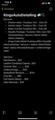 Price List