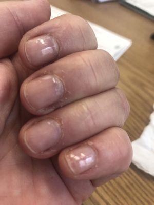 My nails in 3 days after mani at this salon