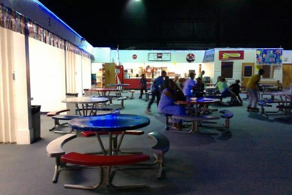 Snack bar area and tables