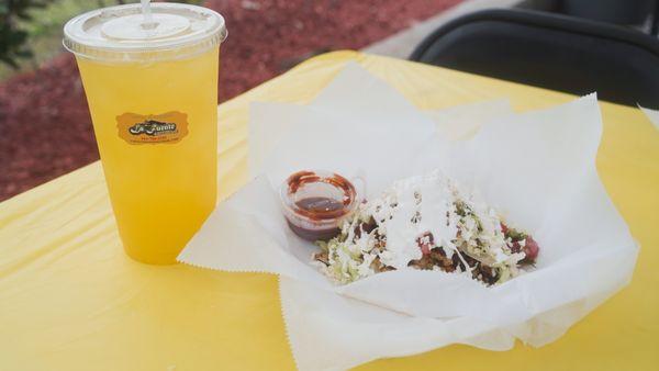 Sope (Mexican dough base with choice of meat, pico, lettuce , sour cream & queso fresco.)