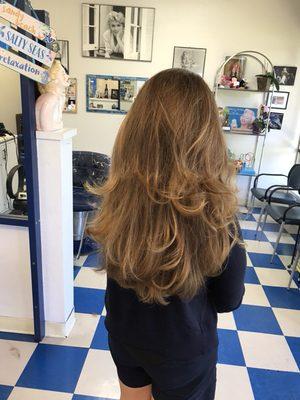 Natural sun kissed foil highlights