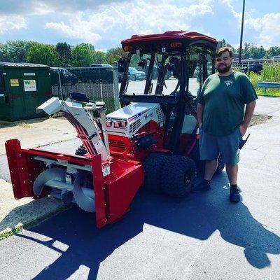 The first day of school at Yorkshire Pioneer CSD just got better with a Ventrac 4520Z, cab, and snowblower delivered by Bill.