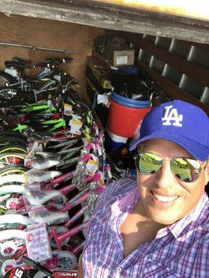 Giving away (20) bikes to children in Los Angeles