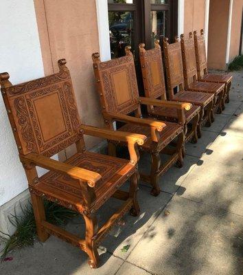 Hand Tooled Leather Chairs.  Made in Peru