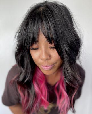 Pink Hair Peek a boo style by Lia T. !